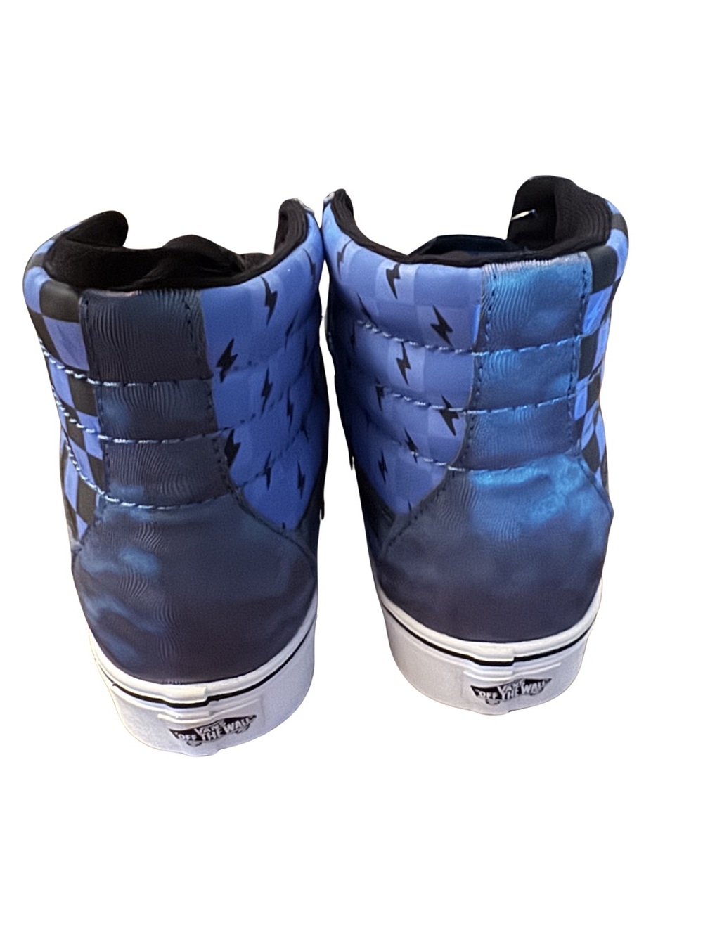 New Cool Vans Blue and Black Checkerboard High-Top Sneakers - Picture 2 of 10